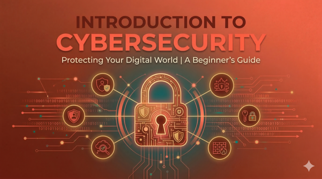 Introduction to cybersecurity concept with digital security icons